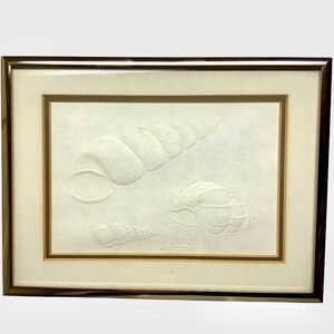 “Wentletraps Sea shells”. Framed embossed paper print. Vtg 1978